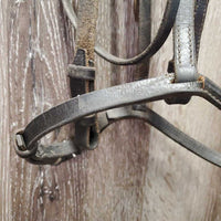 Rsd Leather Bridle, Thick Braided Reins *gc, dirt, scraped edges, tight keepers, loose browband

