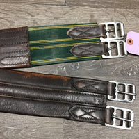 Flat Synthetic Leather Girth 1x Elastic *gc/fair, creases, dents, rubs, faded, scrapes, mnr dirt, stiff, dry, hairy seams