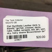 Flat Synthetic Leather Girth 1x Elastic *gc/fair, creases, dents, rubs, faded, scrapes, mnr dirt, stiff, dry, hairy seams
