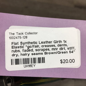Flat Synthetic Leather Girth 1x Elastic *gc/fair, creases, dents, rubs, faded, scrapes, mnr dirt, stiff, dry, hairy seams