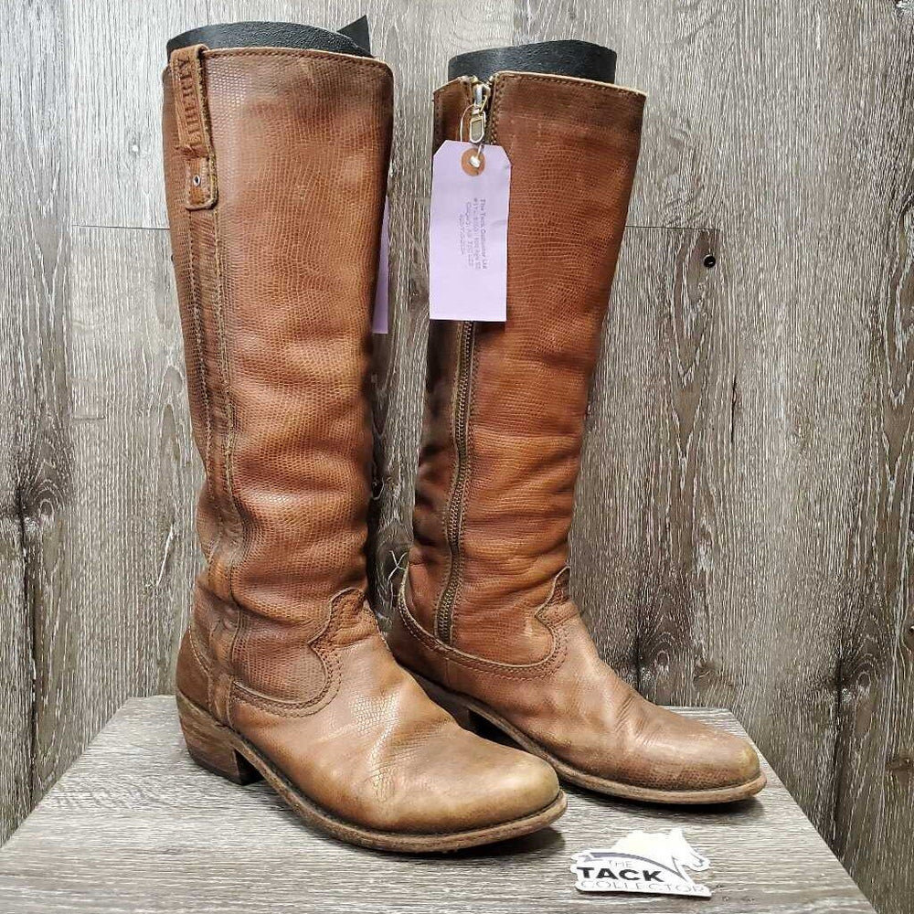 Tall Soft Leather Western Style Boots, inner Zips *gc, stains, rubs, faded, stains, scratches