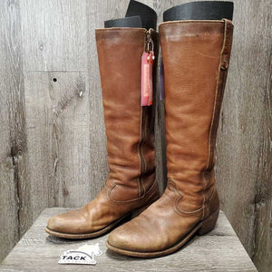 Tall Soft Leather Western Style Boots, inner Zips *gc, stains, rubs, faded, stains, scratches
