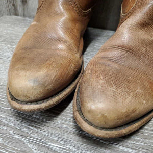 Tall Soft Leather Western Style Boots, inner Zips *gc, stains, rubs, faded, stains, scratches