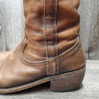 Tall Soft Leather Western Style Boots, inner Zips *gc, stains, rubs, faded, stains, scratches
