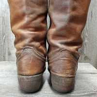 Tall Soft Leather Western Style Boots, inner Zips *gc, stains, rubs, faded, stains, scratches
