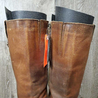 Tall Soft Leather Western Style Boots, inner Zips *gc, stains, rubs, faded, stains, scratches
