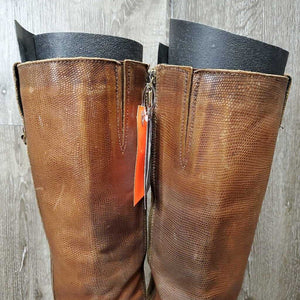 Tall Soft Leather Western Style Boots, inner Zips *gc, stains, rubs, faded, stains, scratches
