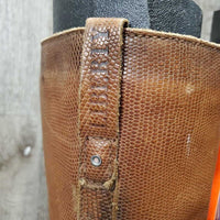 Tall Soft Leather Western Style Boots, inner Zips *gc, stains, rubs, faded, stains, scratches
