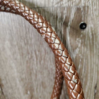 Leather Western Hand Bag - Purse, Braided Handles, Zipper Top *vgc, peeled v.handles, rubs & faded spots