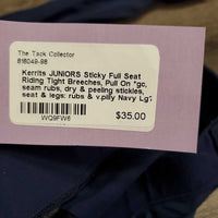 JUNIORS Sticky Full Seat Riding Tight Breeches, Pull On *gc, seam rubs, dry & peeling stickies, seat & legs: rubs & v.pilly

