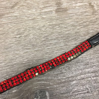 Flat v.narrow Bling Browband *gc/fair, unglued bling back, sliced/scraped edges, missing bling
