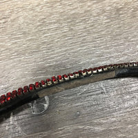 Flat v.narrow Bling Browband *gc/fair, unglued bling back, sliced/scraped edges, missing bling
