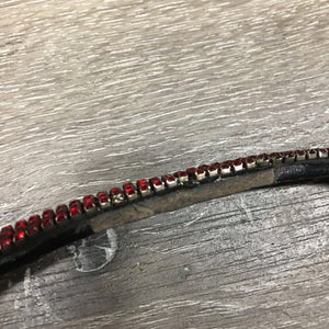 Flat v.narrow Bling Browband *gc/fair, unglued bling back, sliced/scraped edges, missing bling