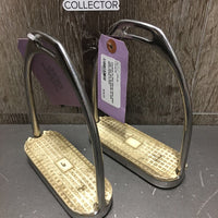 Pr Fine Stirrup Irons, grips *vgc, mnr dirt, scratches & rubs
