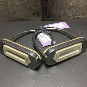 Pr Fine Stirrup Irons, grips *vgc, mnr dirt, scratches & rubs