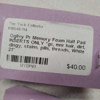 Pr Memory Foam Half Pad INSERTS ONLY *gc, mnr hair, dirt, dingy, stains, pills, threads

