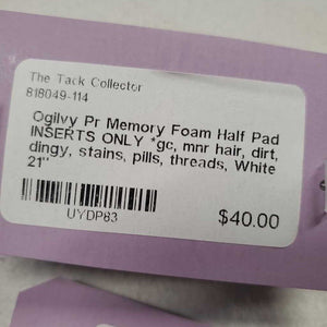 Pr Memory Foam Half Pad INSERTS ONLY *gc, mnr hair, dirt, dingy, stains, pills, threads