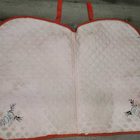Quilt Jumper Saddle Pad "Reindeer", 1x piping *gc/fair, clean, v. rubbed, pilly, threads, puckers, faded, mnr hair, dirt
