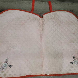 Quilt Jumper Saddle Pad "Reindeer", 1x piping *gc/fair, clean, v. rubbed, pilly, threads, puckers, faded, mnr hair, dirt