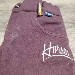 JUNIORS Hvy EuroSeat Breeches *gc, dirt, pilly, rubs, faded, snags