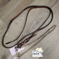 76.5" Soft Rolled & .5"wide Leather Showmanship Lead Shank, Buckle End, 29" Fine Nose Chain *vgc/xc, clean, mnr rust