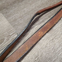 76.5" Soft Rolled & .5"wide Leather Showmanship Lead Shank, Buckle End, 29" Fine Nose Chain *vgc/xc, clean, mnr rust