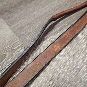 76.5" Soft Rolled & .5"wide Leather Showmanship Lead Shank, Buckle End, 29" Fine Nose Chain *vgc/xc, clean, mnr rust