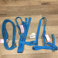 Wide Flat Soft Nylon Headstall, Noseband, Round Nylon Reins *vgc, mnr stains, older