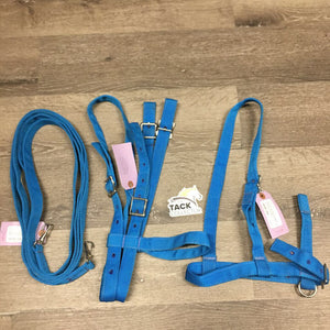 Wide Flat Soft Nylon Headstall, Noseband, Round Nylon Reins *vgc, mnr stains, older