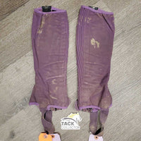 JUNIORS Half Chaps *gc/fair, v.dirty, stretched elastic, pilly edges, discolored, mnr hair, weak snaps, rubs, thin spots