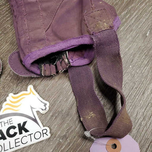 JUNIORS Half Chaps *gc/fair, v.dirty, stretched elastic, pilly edges, discolored, mnr hair, weak snaps, rubs, thin spots