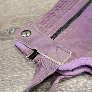 JUNIORS Half Chaps *gc/fair, v.dirty, stretched elastic, pilly edges, discolored, mnr hair, weak snaps, rubs, thin spots