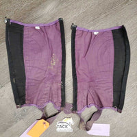 JUNIORS Half Chaps *gc/fair, v.dirty, stretched elastic, pilly edges, discolored, mnr hair, weak snaps, rubs, thin spots
