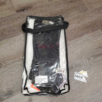 Leather Half Chaps, Back Zips, bag * gc, dirt, mnr hair, rubs, inside stains & clumpy, mnr stretched elastics
