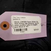 JUNIORS Fleece Winter Full Seat Riding Tight Breeches *gc/fair, seam puckers, v.pilly & snagged seat
