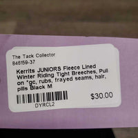 JUNIORS Fleece Lined Winter Riding Tight Breeches, Pull on *gc, rubs, frayed seams, hair, pills