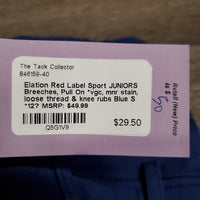 JUNIORS Breeches, Pull On *vgc, mnr stain, loose thread & knee rubs