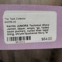 JUNIORS Technical Show Jacket, zipper, snaps *gc, faded, seam puckers, curled inner lapel lining, shrunk?puckered
