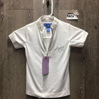 JUNIORS SS Polo Show Shirt, 1/4 Zip Up, bling *vgc, mnr stains & crinkled collar
