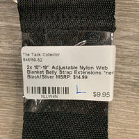 2x 10"-19" Adjustable Nylon Web Blanket Belly Straps *new