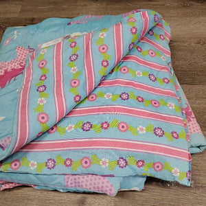 Twin Bed Set: Quilt Blanket, 2 Pillow Cases *gc, faded spots, mnr snags & threads, bare edges