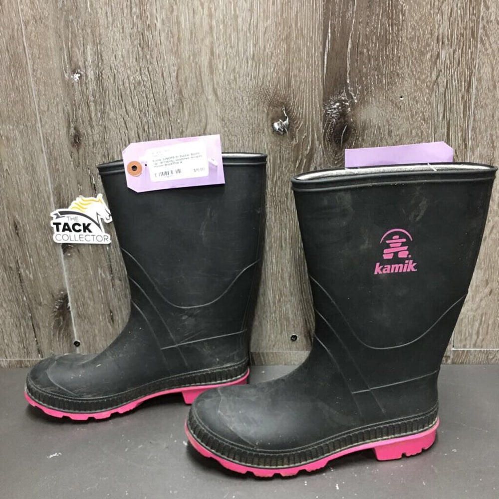 JUNIORS Pr Rubber Boots *gc, dirt/dusty, scratches, scrapes, marker