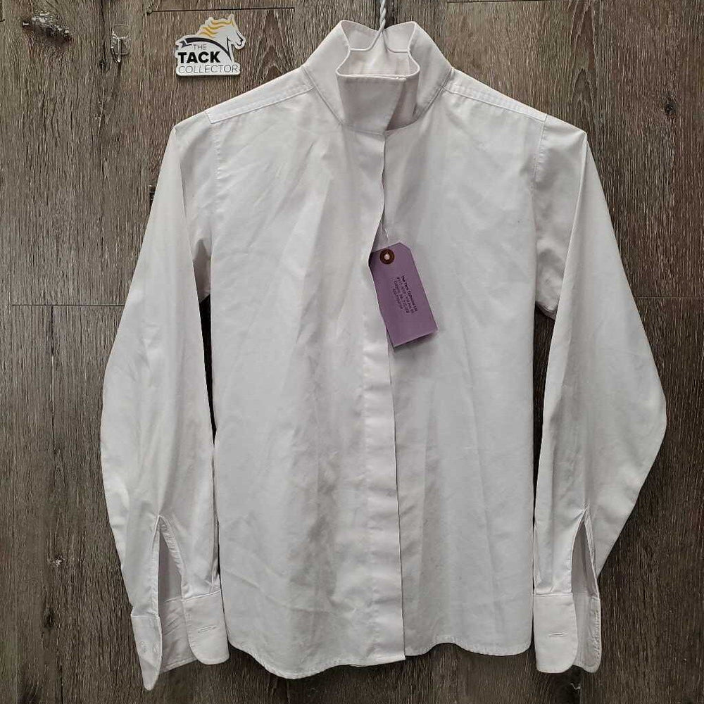 JUNIORS LS Show Shirt, snap collar *vgc, mnr stains, hair & seam puckers, older