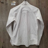 JUNIORS LS Show Shirt, snap collar *vgc, mnr stains, hair & seam puckers, older