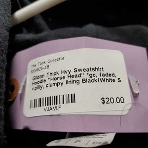 Thick Hvy Sweatshirt Hoodie "Horse Head" *gc, faded, v.pilly, clumpy lining