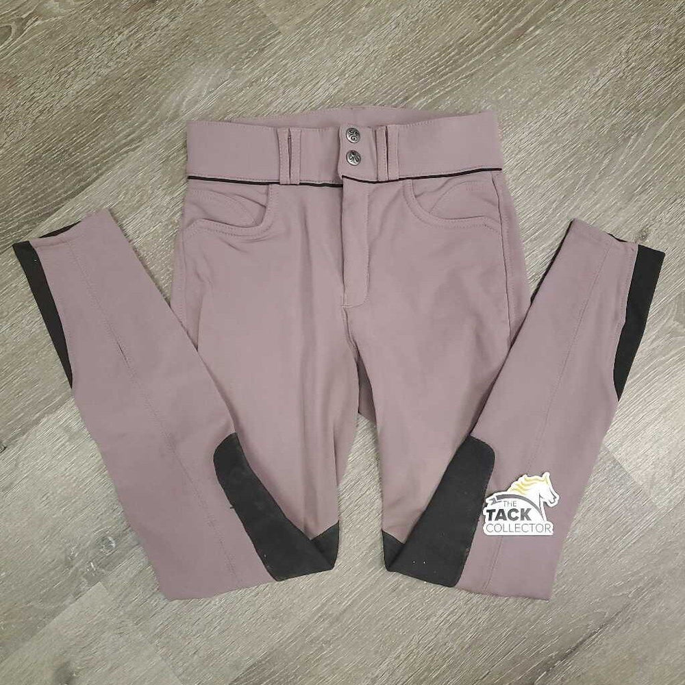 JUNIORS Hvy EuroSeat Breeches *gc, stained seat, legs & seams, undone stitching