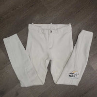 JUNIORS Hvy EuroSeat Breeches *gc, undone stitching, dingy, seam stains