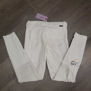 JUNIORS Hvy EuroSeat Breeches *gc, undone stitching, dingy, seam stains