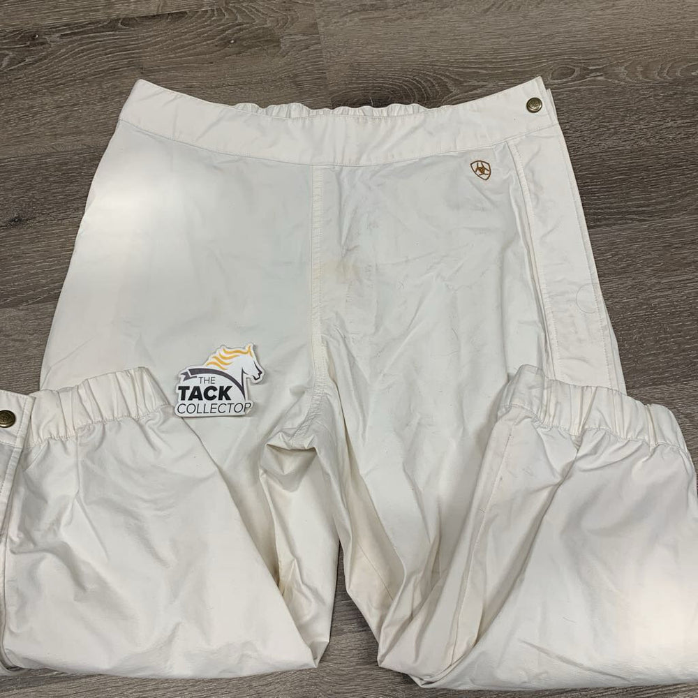 Rain Riding Pant Breeches, velcro & zipper sides *gc, older, stains, peeling inner seam tape, seam puckers, hairy velcro