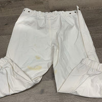 Rain Riding Pant Breeches, velcro & zipper sides *gc, older, stains, peeling inner seam tape, seam puckers, hairy velcro
